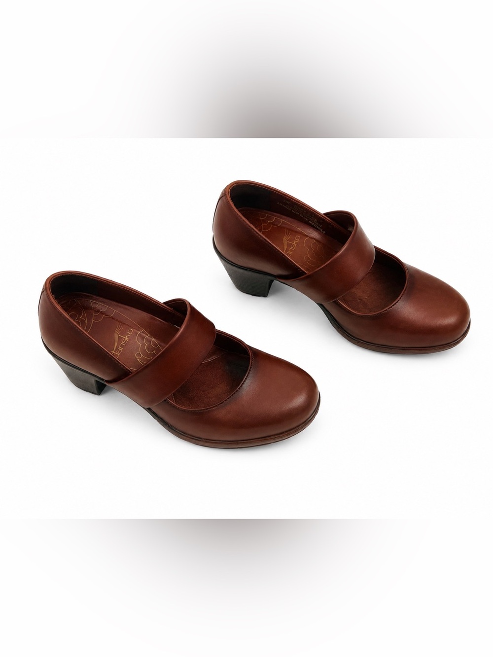 Dansko Chestnut Leather Mary Jane Heels Size 36 comfort career shoes